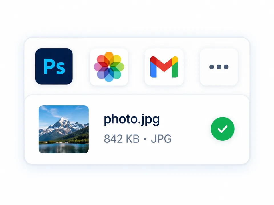 JPG photo ready for editing, email, and other workflows